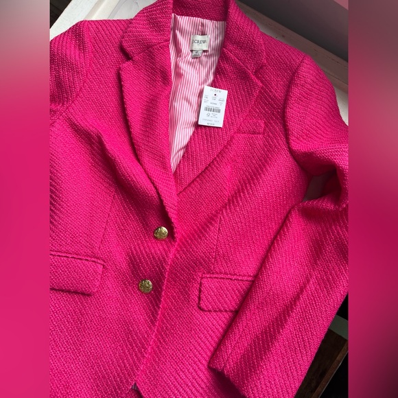 J. Crew Pink Petite Schoolboy Blazer NWT Gold Buttons & Striped Inside Lining - Picture 2 of 7